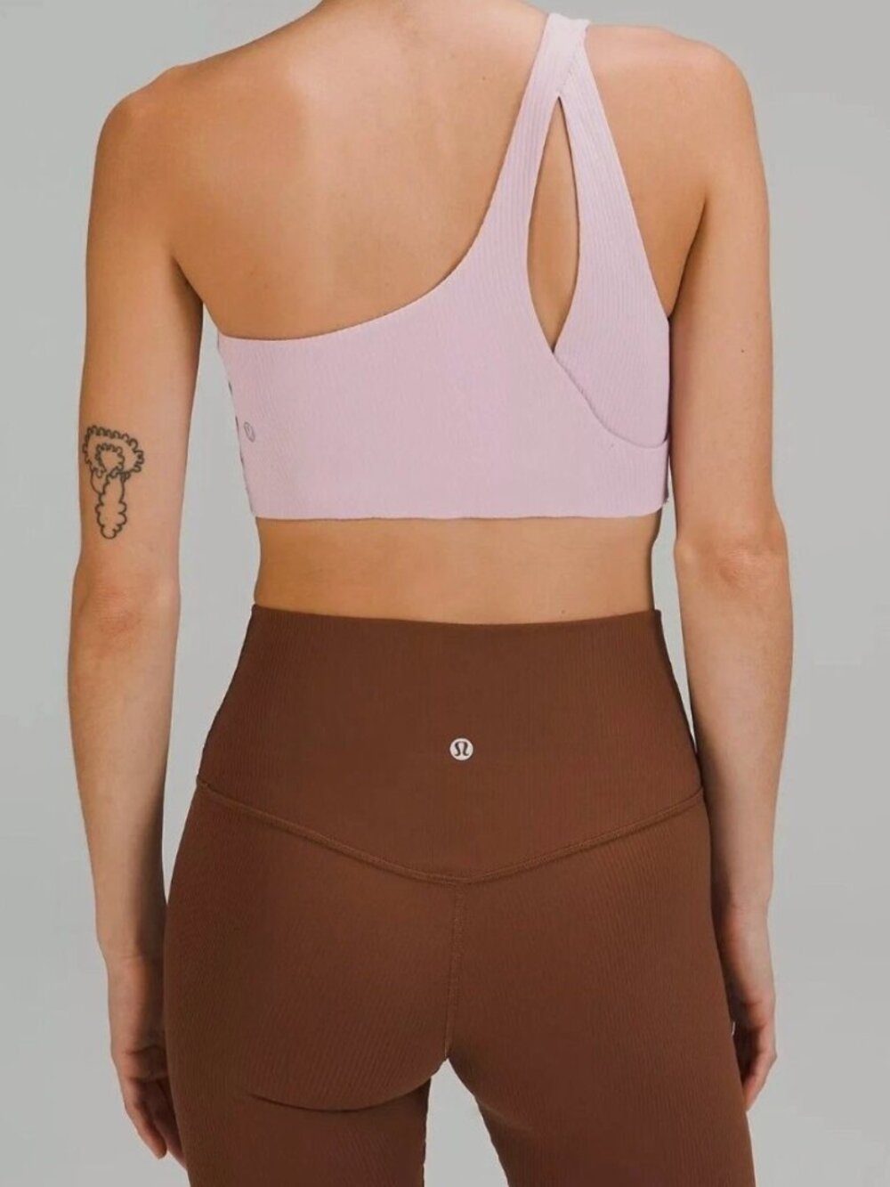 Lululemon Ribbed Nulu Asymmetrical Yoga Bra Pink Peony Size 10